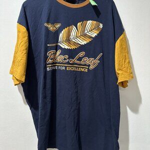 BLAC LEAF Men's Blue & Yellow Short Sleeve T-SHIRT Strive For‎ Excellence Sz 4XL